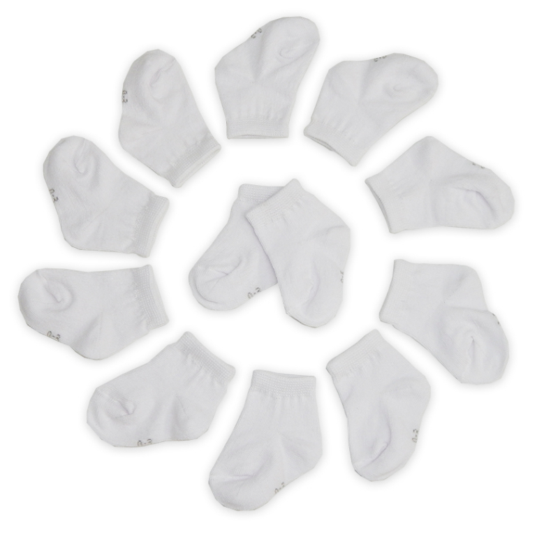 Kit com 6 pares de Meia Bebe Branca/Estampada 0 a 3 Meses