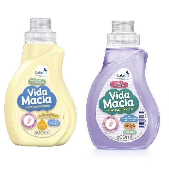 Kit - Lava Roupas Líquido Vida Macia Sabão e Amaciante 500ml
