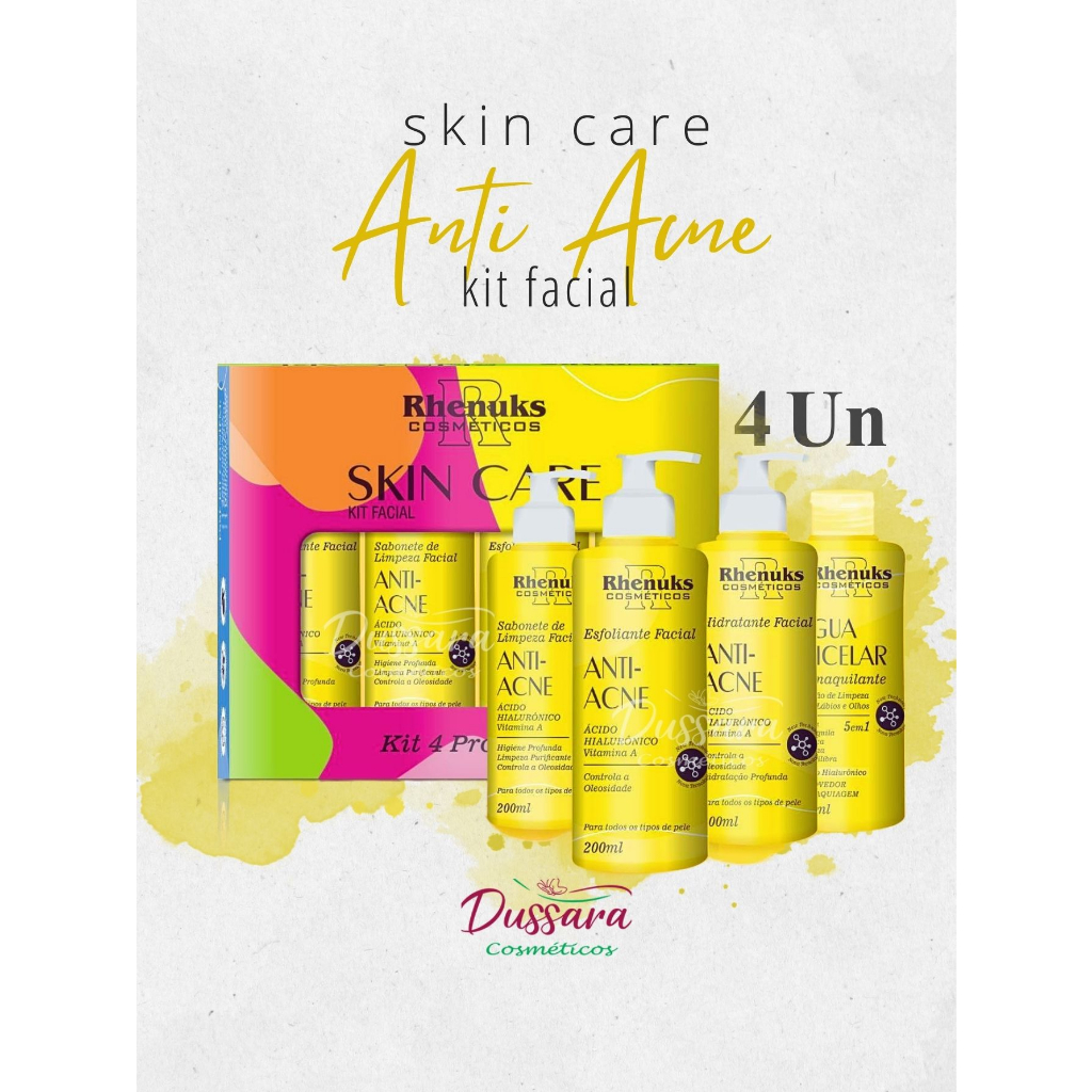 Kit Skin Care Facial Anti-Acne com 4 itens - Rhenuks