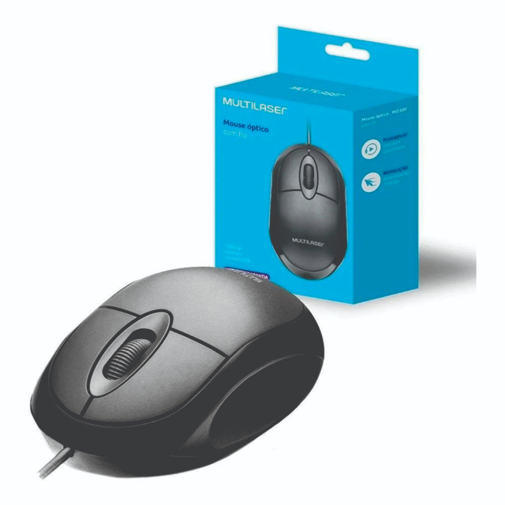 Mouse Com Fio Usb Barato Notebook Computador Pc MF100 Multilaser