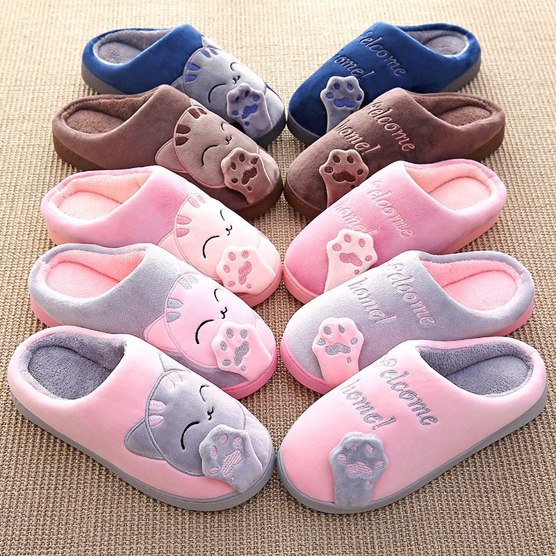 Pantufa Chinelo Feminino V010 Sapato Gato Da Sorte De Inverno Antiderrapante Flexível Quente De Inverno