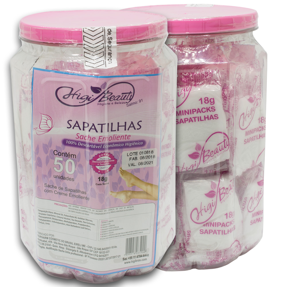 Sapatilhas Com Creme Emoliente - 50 Pares - Kit Pedicure