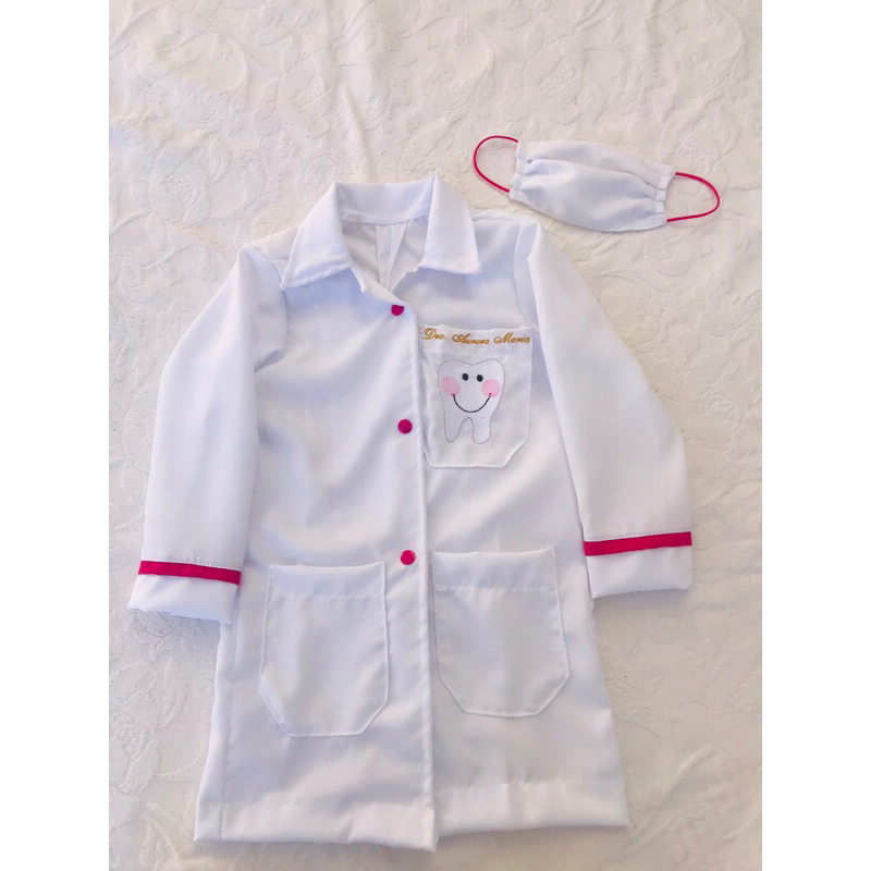 Jaleco Infantil Meninas Personalizado Branco