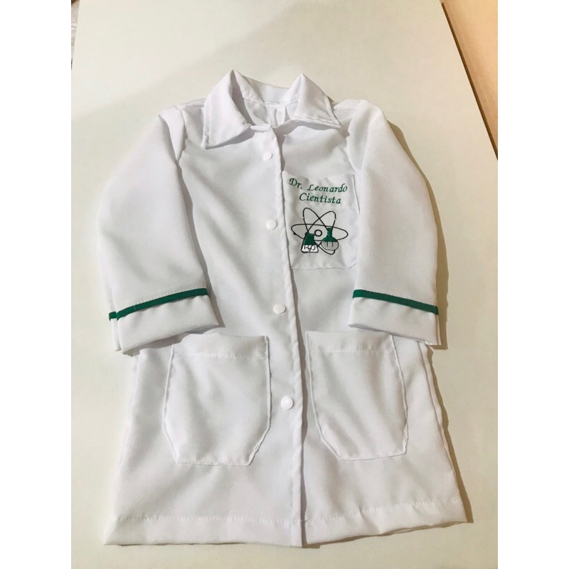 Jaleco Cientista Infantil Branco Personalizado Manga Comprida