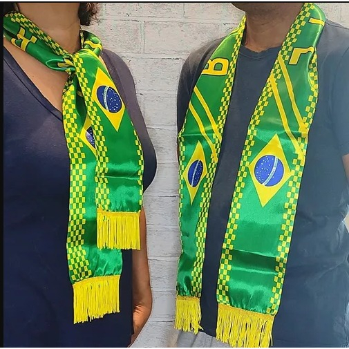 Cachecol do Brasil Unissex Futebol Copa do Mundo Tamanho Único Lenço Torcida Confortável Portátil