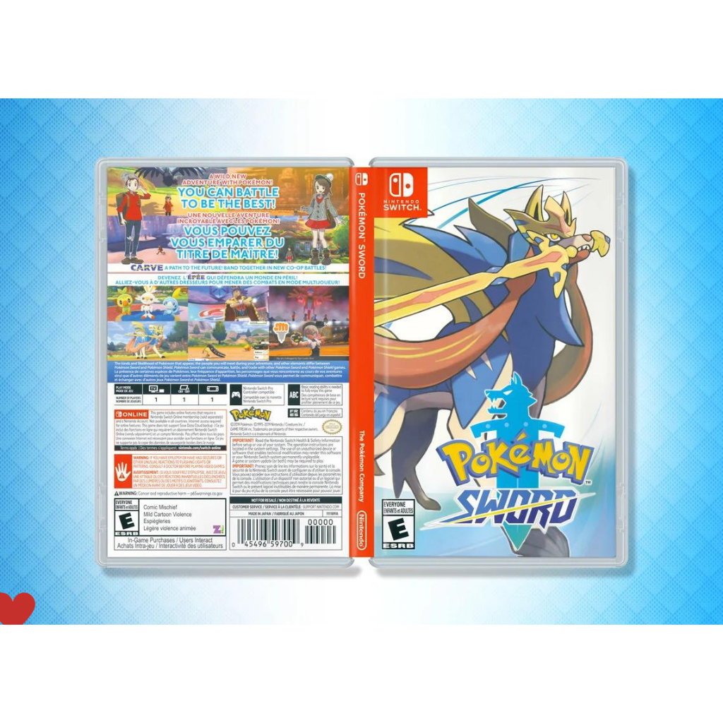 Pokémon Sword  Encarte Impresso - Nintendo Switch - Reposição de Capa Frente e Verso - Substituição de Capinha e Case / Caixa