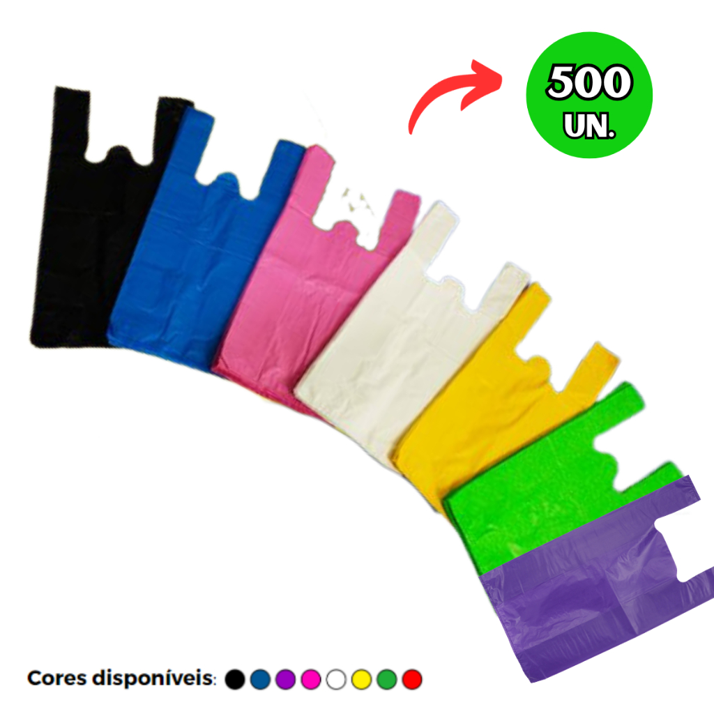 500 Sacolas Plásticas Reforçadas 30x40/38x50/50x60 (P, M e G) - Sacolinhas para Lojas, supermercados, comércio em geral