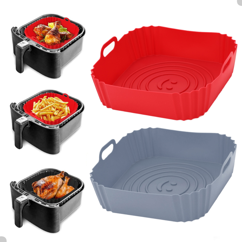 Forma De Silicone Quadrada Air fryer Antiaderente Cesto Silicone Fritadeira Elétrica Grande