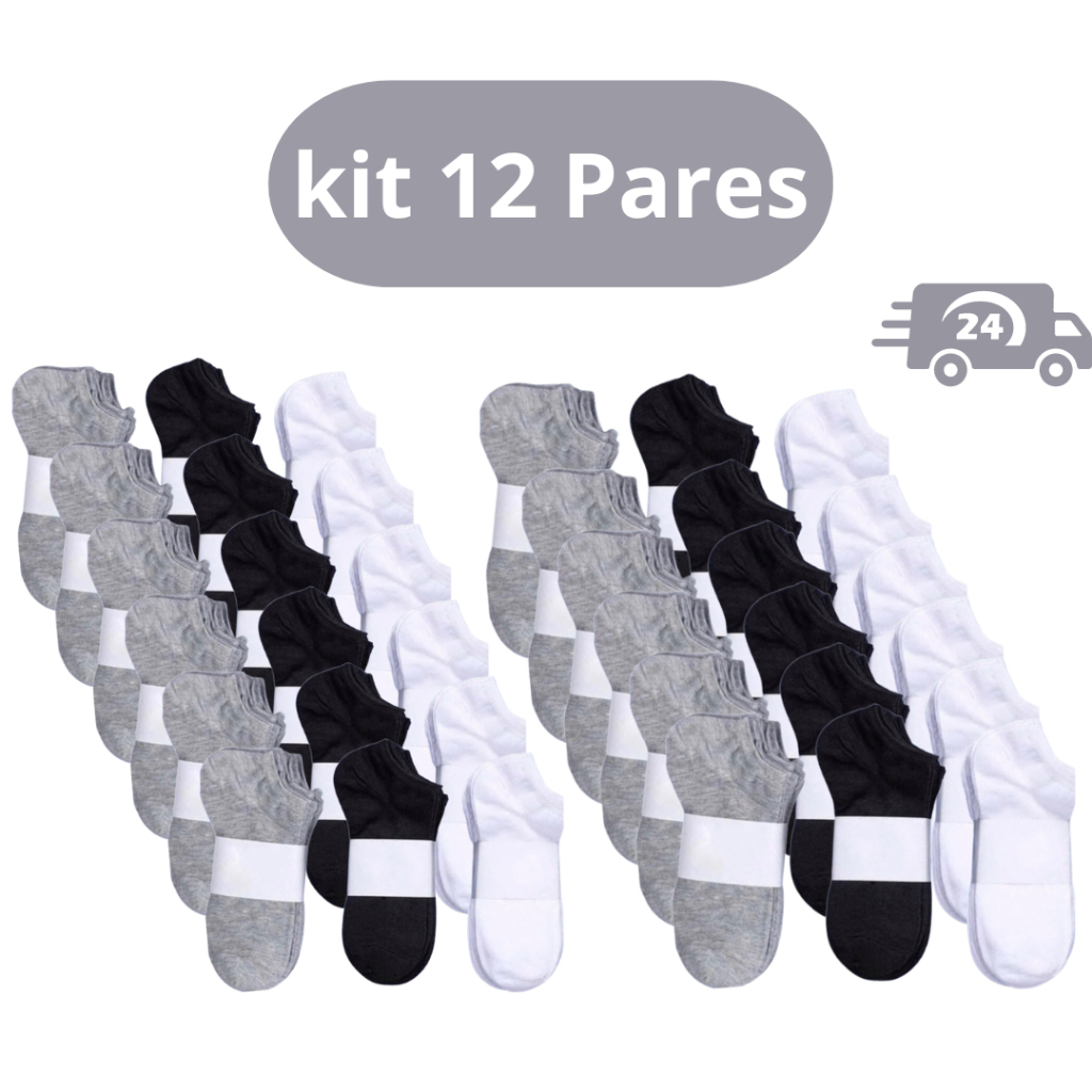 Kit 3 a 12 Pares De Meia Soquete Unissex