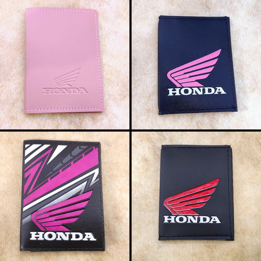 Carteira Porta Honda Motos Documentos em Couro Feminino Rosa Preto Branco de menina