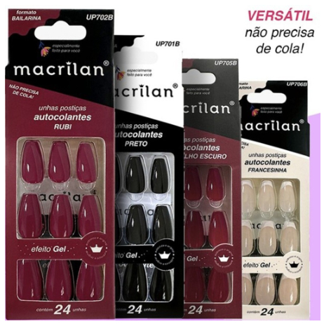 Unhas Postiças Autocolante Bailarina Diversas Cores - Macrilan