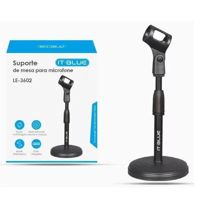 Suporte De Mesa Para Microfone Mini Pedestal Portátil Le3602 Portátil
