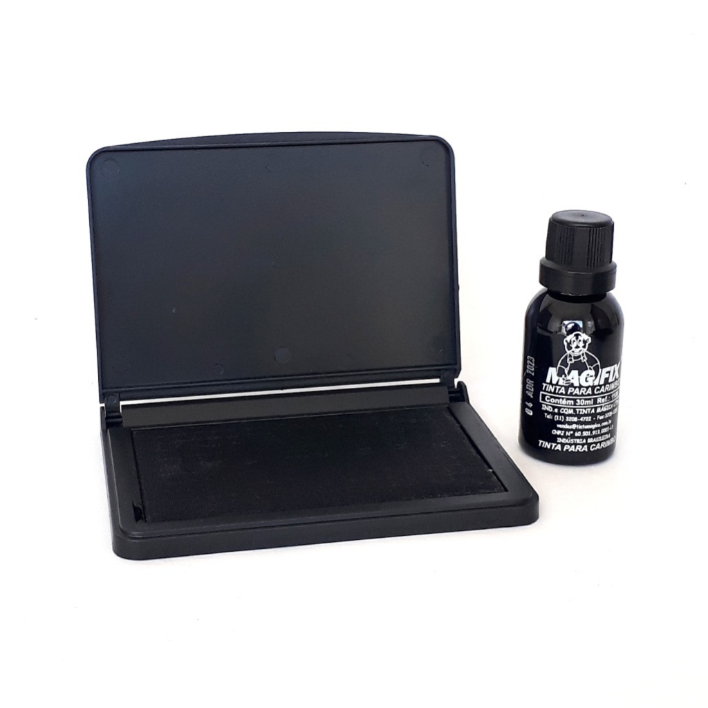 Kit Almofada para Carimbo carimbeira nº 3 Preta + Tinta 30ml - KAM001
