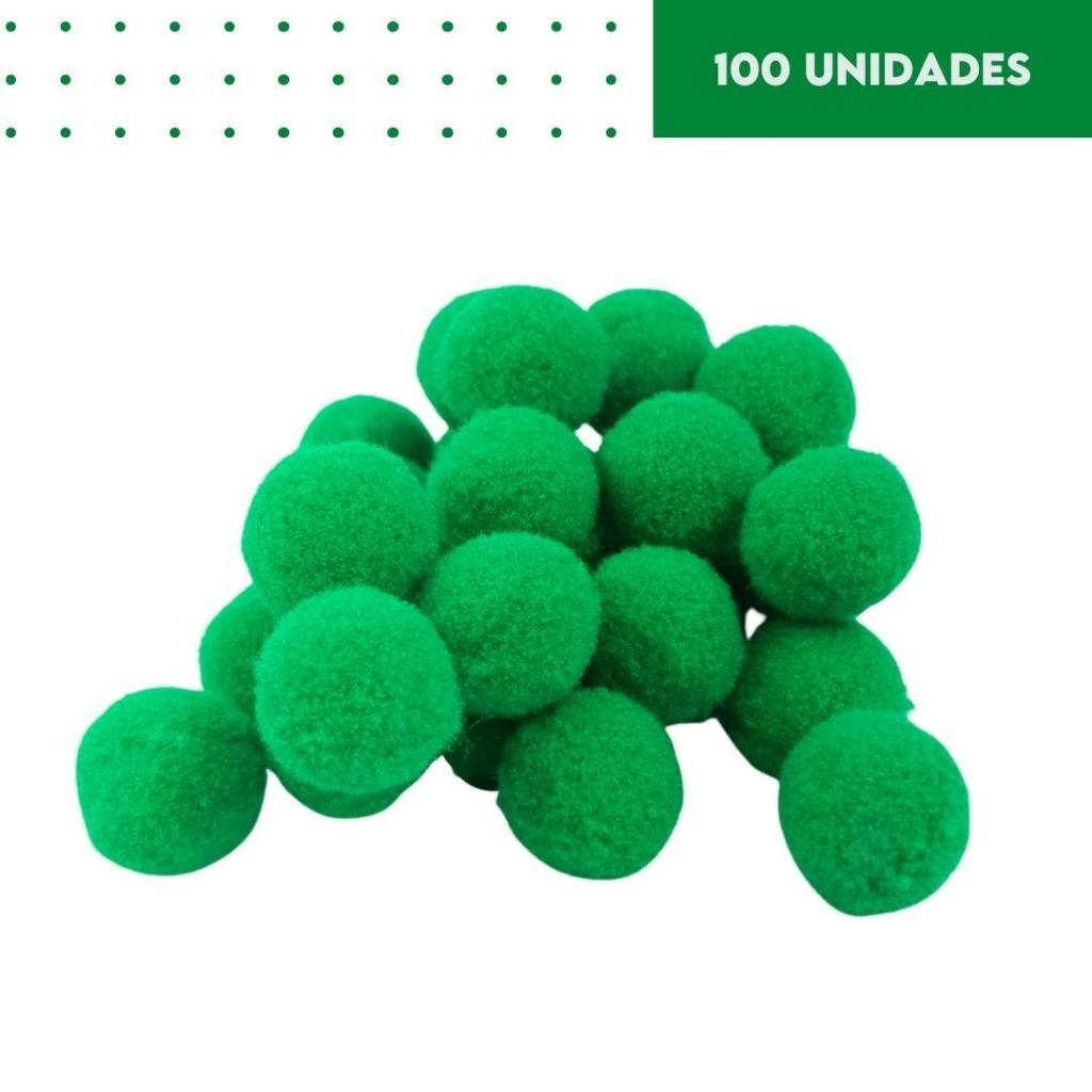 Pompom Verde Bandeira 14mm - Com 100 Unidades - BRX