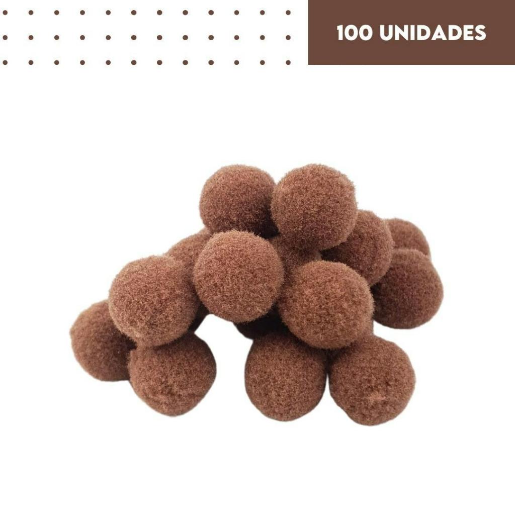 Pompom Marron Havana 14mm - Com 100 Unidades - BRX