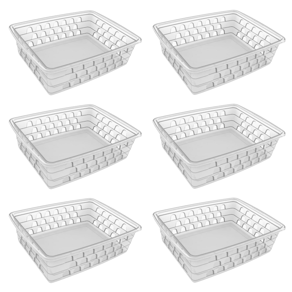 Cesto Organizador 6 Peças 20x15x6cm Transparente Medio de Plastico
