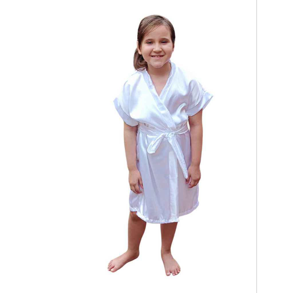 Robe infantil criança branco bordado daminha em dourado