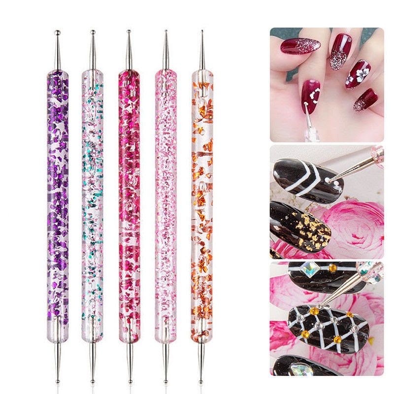 Kit 5 Pincéis boleadores de ponta dupla decoração de Unha