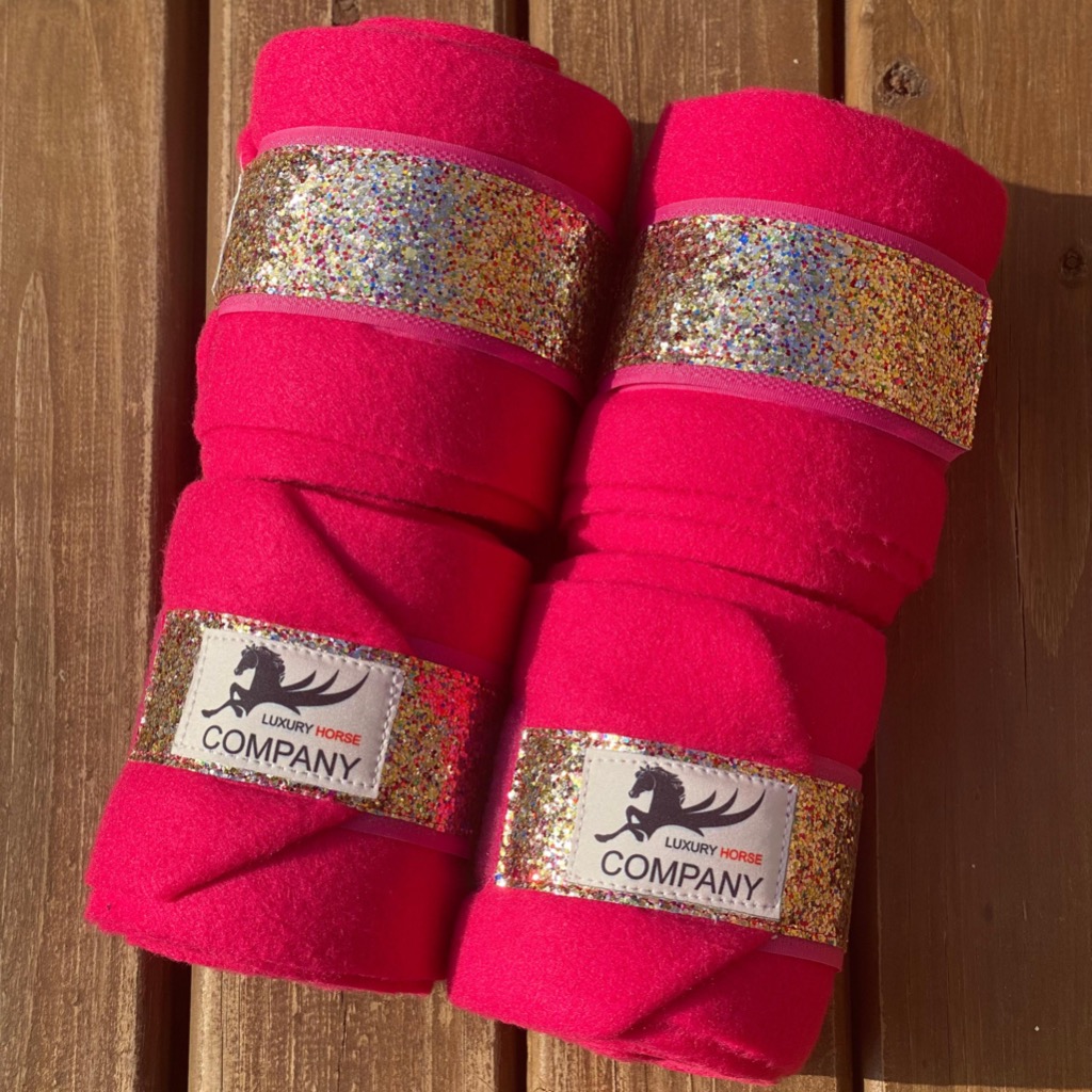 JOGO DE LIGAS PARA CAVALOS DESCANSO E TRABALHO (4 PATAS) FAIXA COM GLITTER