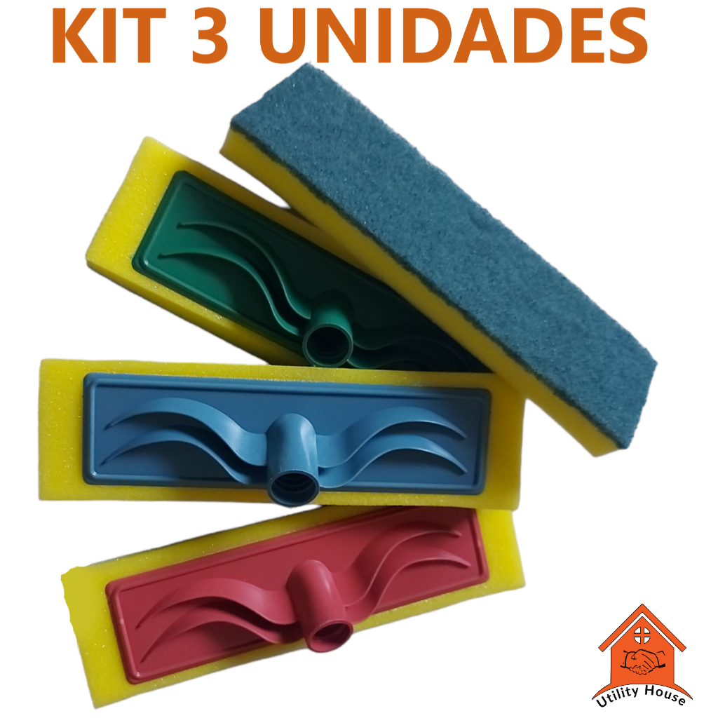 Kit 3 Unidades, Lava azulejo, Espoja de Limpeza,Esfregão rodo de limpeza