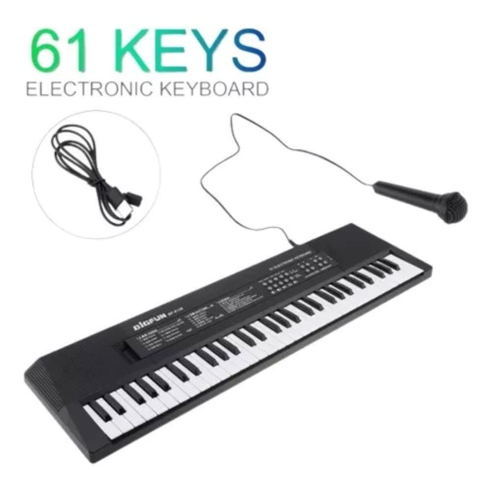 Teclado Eletrônico Musica Bigfun Bf-6138 61 Teclas Microfone Completo