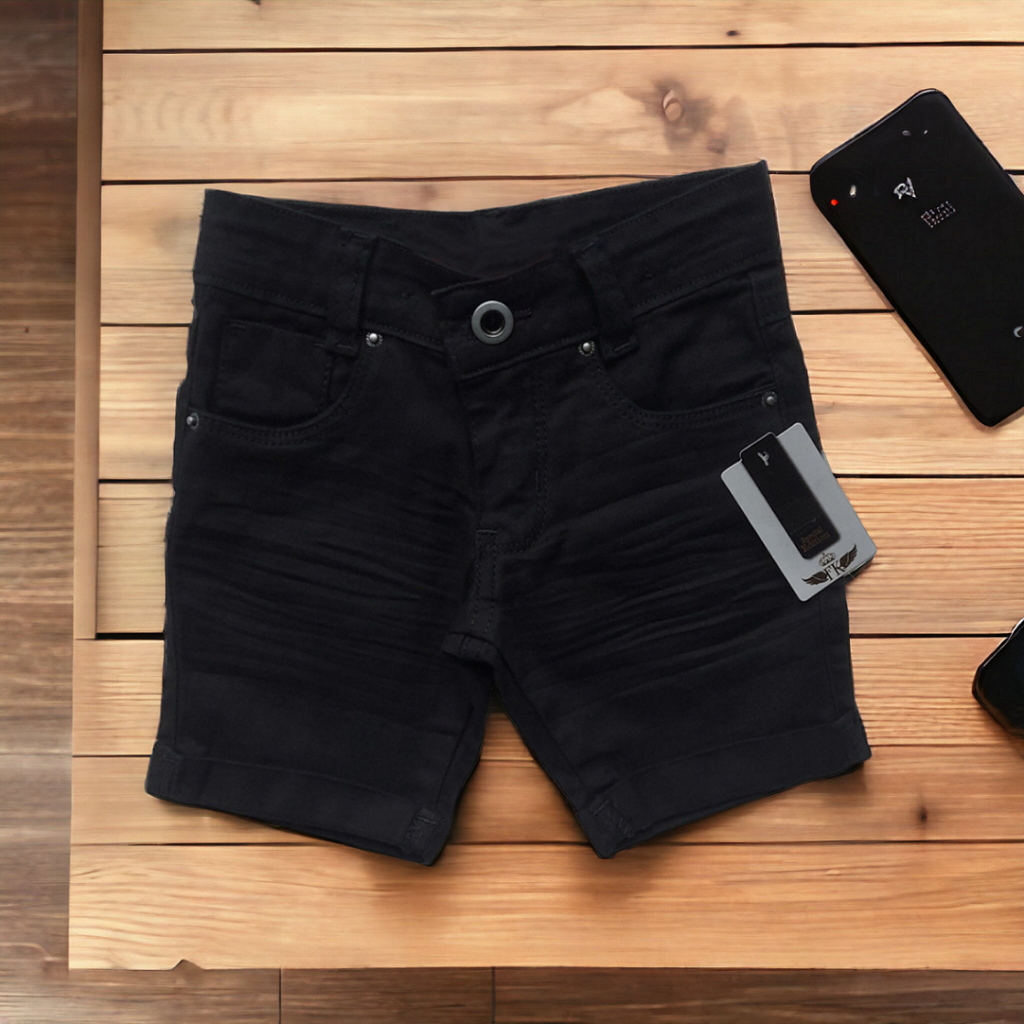 Roupa Infantil Bermuda Short Shortinho Jeans Colorido Preto Bebê Menino