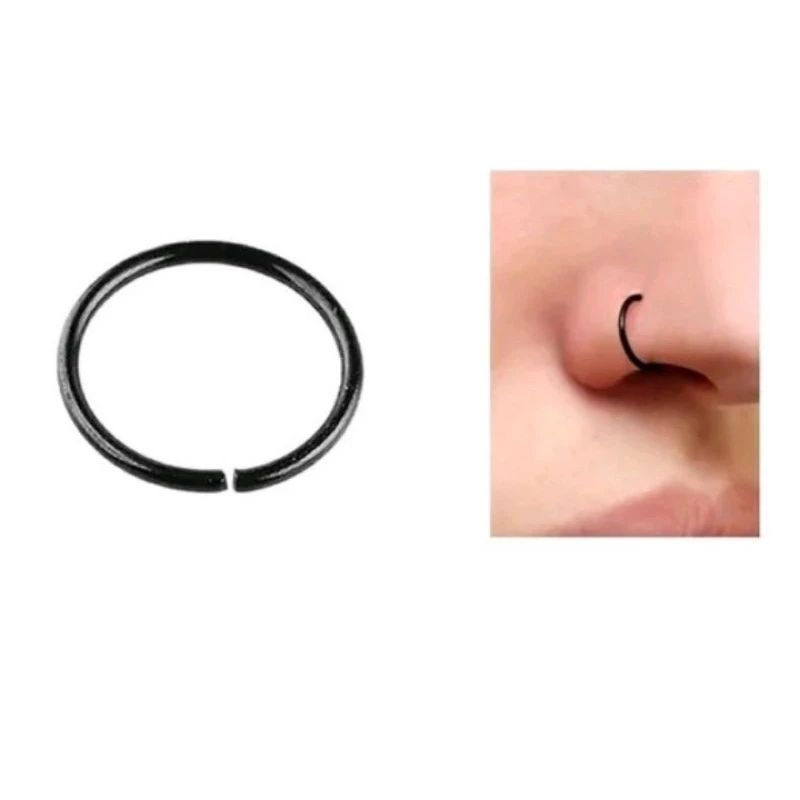 Piercing de Nariz Argolinha Preta Silicone 8mm
