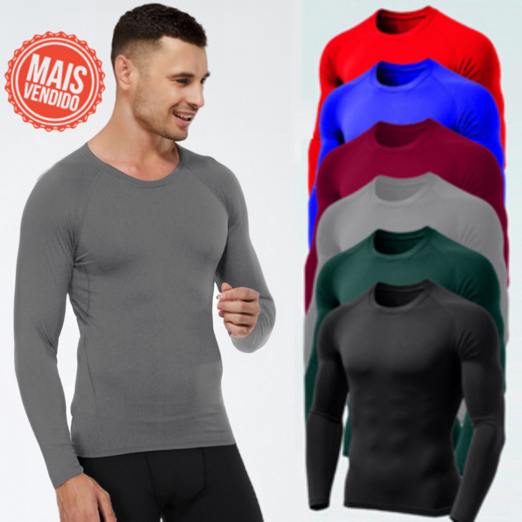 Camisa Térmica Masculina Manga Longa Proteção UV 50+ Academia Treino Fitness