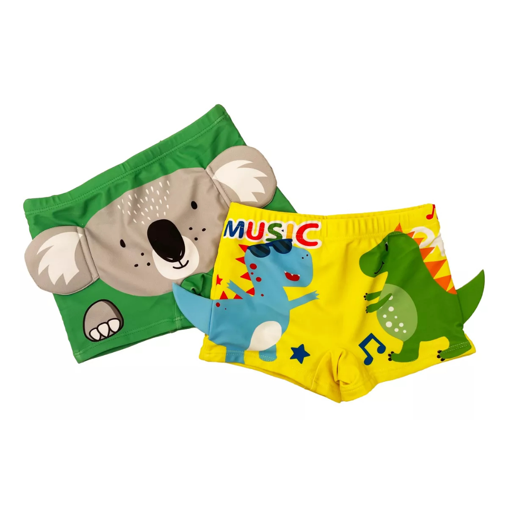Kit 2 Sunga Boxer Bebê Infantil Juvenil Proteção Solar Uv Estampa Sortida Verão Piscina Natação Elastico na Cintura