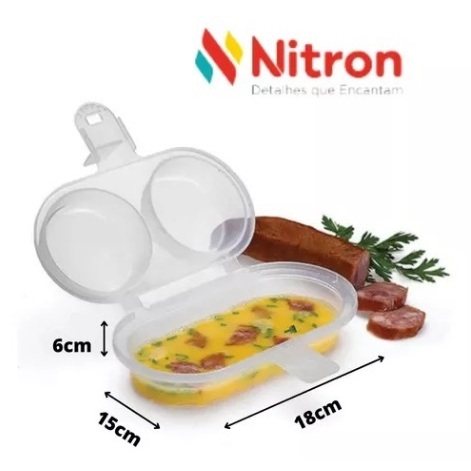 Forma Cozinha Ovo Omelete Direto No Microondas Pratico Limpo 2 em 1 marca NITRON 18,5x15x6cm
