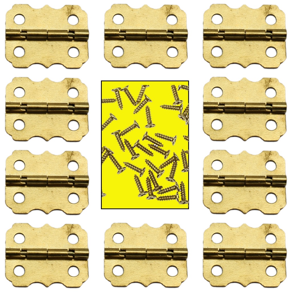 KIT Mini Dobradiça + Parafuso 8mm Para Artesanato Caixas MDF