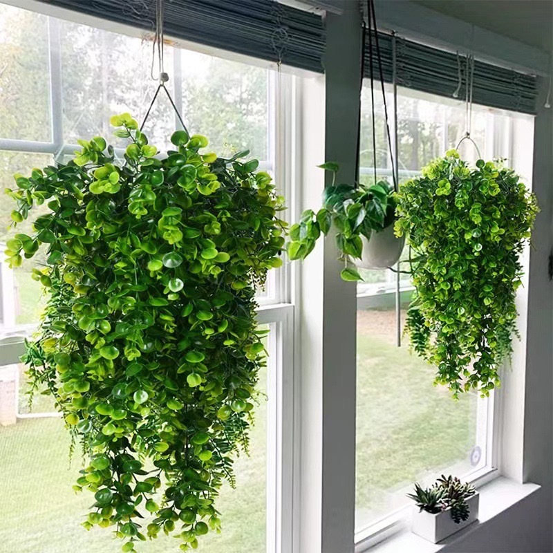 Planta Pendurada Verde de Eucalipto 80cm, Folhagem Verde, Pendente Artificial, Decoração de Parede