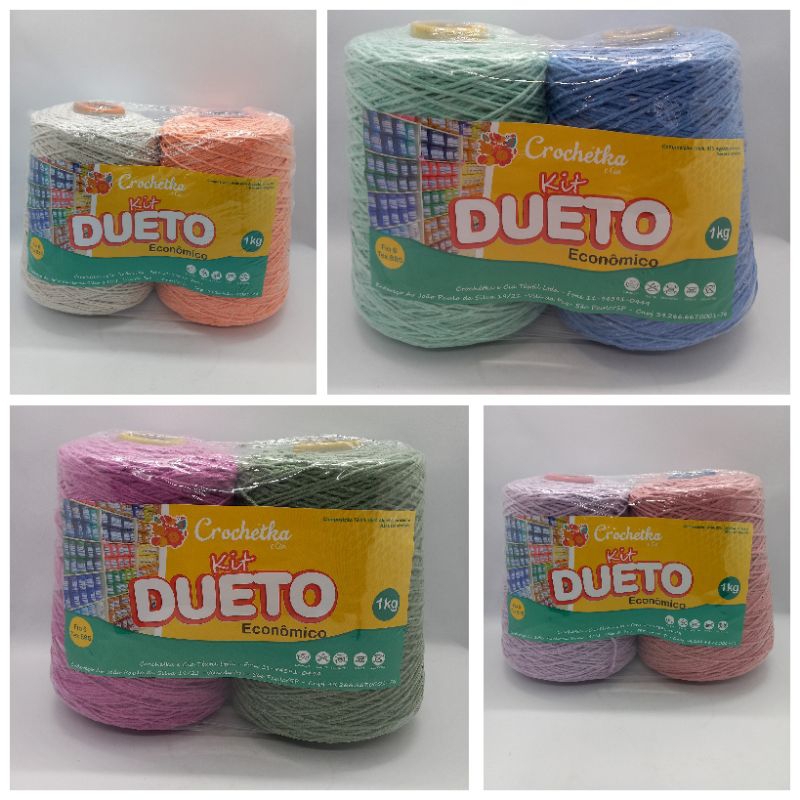 Barbante Dueto Crochétka 1kg fio 6, 500g de  cada cor.