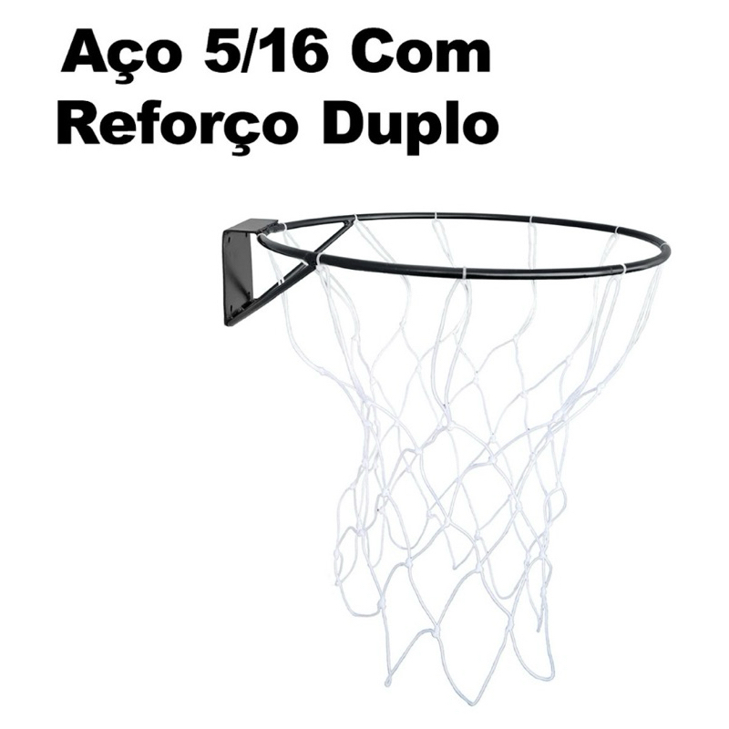 Aro Cesta Basquete Reforço + Rede Parafusos e Buchas 4F