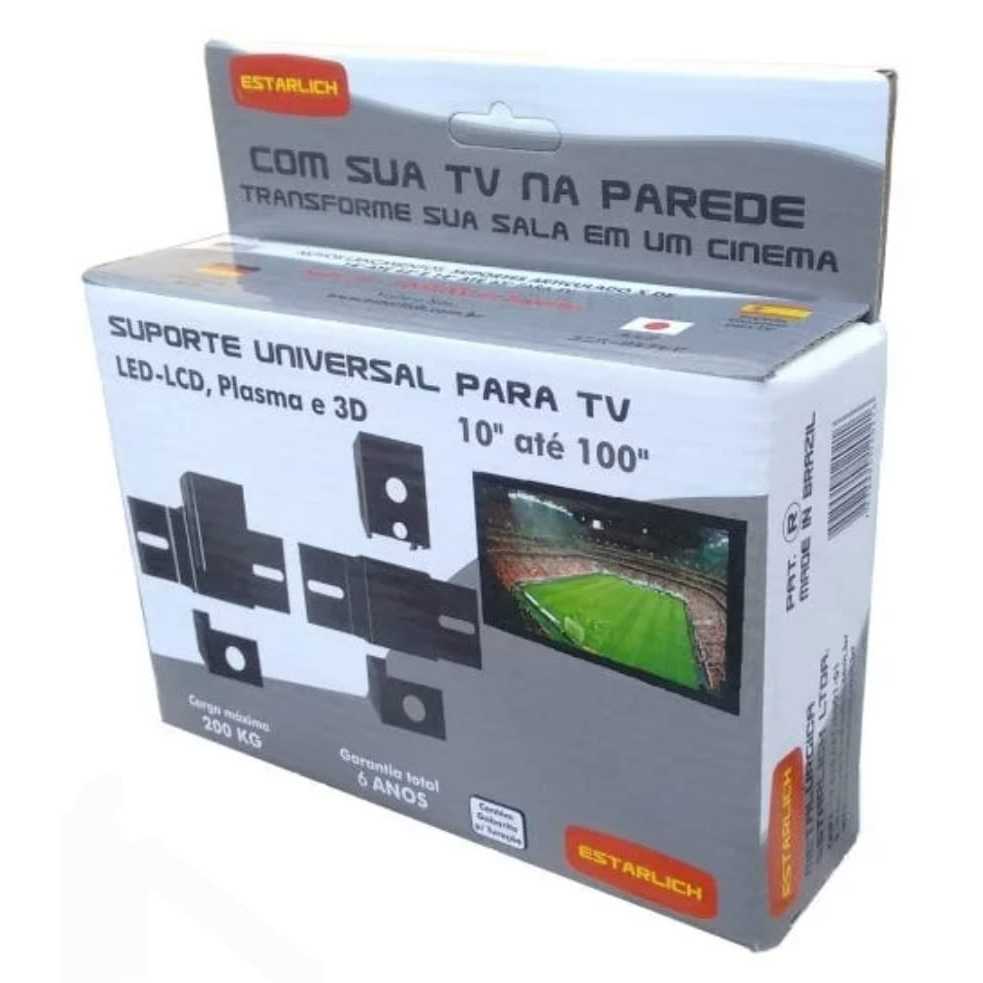 Suporte Fixo Tv Led, Smart, Lcd, 4K 10" a 105"  Preto Definity 39, 42, 48, 50, 55, 70 polegadas