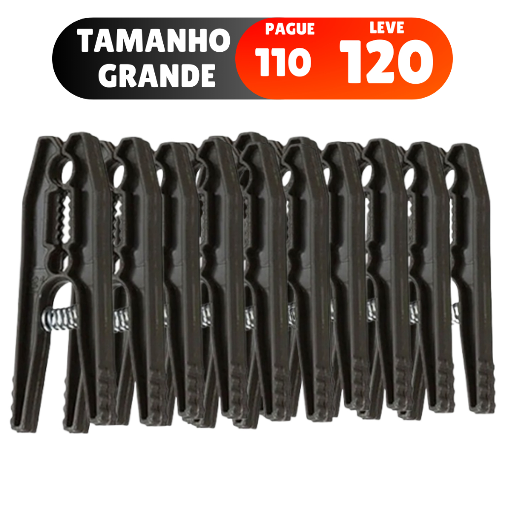 Kit 120 Prendedores De Roupa Grande Varal Pregador Roupa Reforçado Plástico Atacado