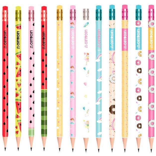 Kit com 10 Lápis de Escrever c/ Borracha Preto Material Escolar/Escola