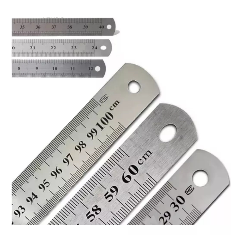 Régua Aço Inox FLEXÍVEL - Metal Medidas Em Centímetros E Milímetros - 3 tamanhos