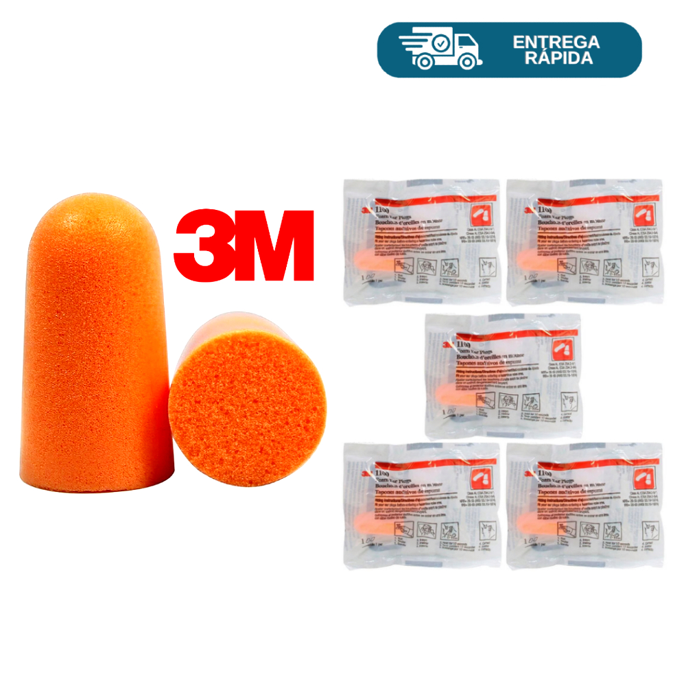 Kit 5 Protetor Auricular Plug Espuma 3M 1100 SEM CORDÃO Abafador Tampão Ouvido Para Dormir Ca 5674