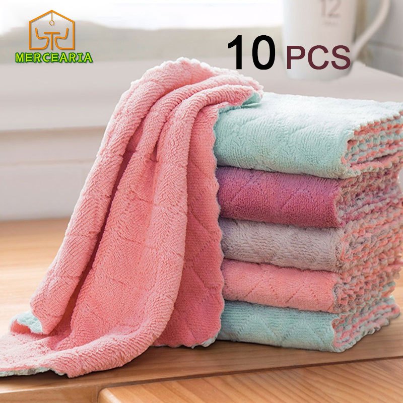 1/6/10 pcs Pano Absorvente Óleo Para Cozinha / Toalha De Mesa / Pano De Microfibra / Toalha De Limpeza De Veludo Cozinha