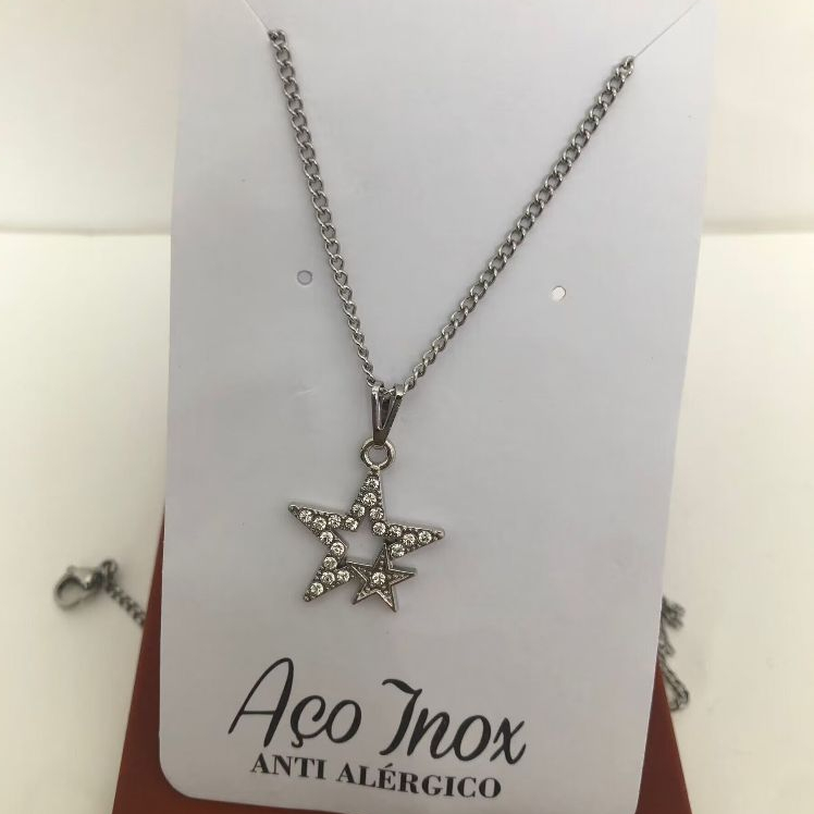 Colar de Aço Inoxidável com pingente Feminino