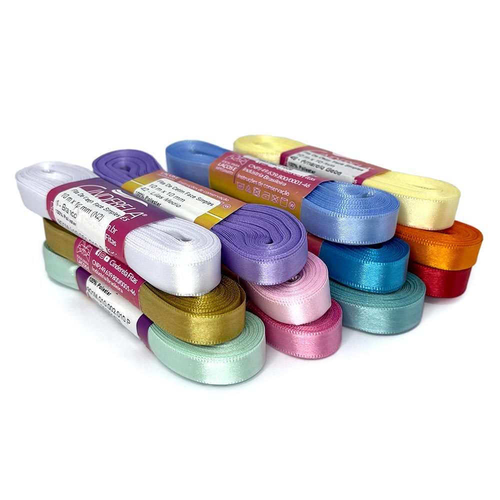 10 METROS Fita de Cetim Lisa Nº2 Largura 10mm Diversas Cores para Artesanato Lembrancinhas Personalizados Festa Infantil