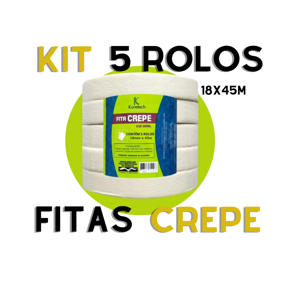 Kit 5x Fita Crepe 18mmx 45m Koretch
