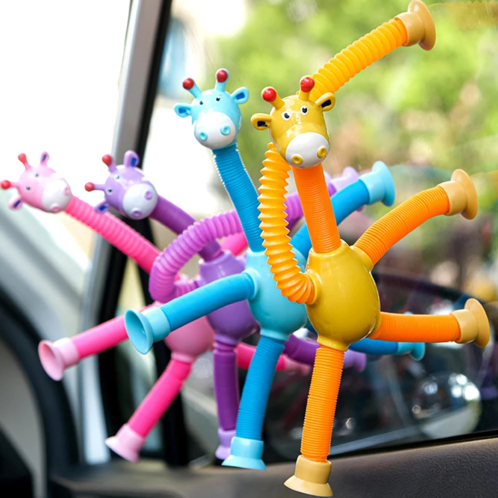 Girafa estica e gruda pop it tubo melman tiktok presente para crianças brinquedo infantil