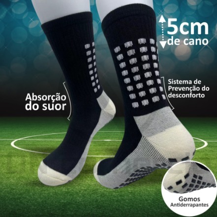 Meias Esportivas Futebol  Antiderrapantes De Alta Qualidade MF-001 Cano de 5cm