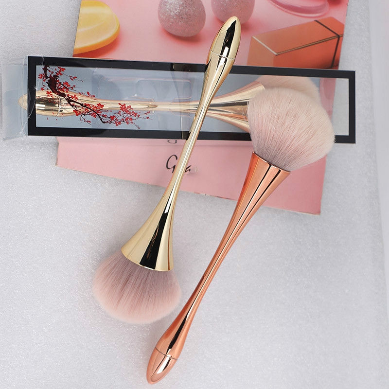 Pincel Largo Ouro Rosa para Base Pó Blush Ferramenta de Maquiagem Profissional Muito Macio1(Monica Fashion)