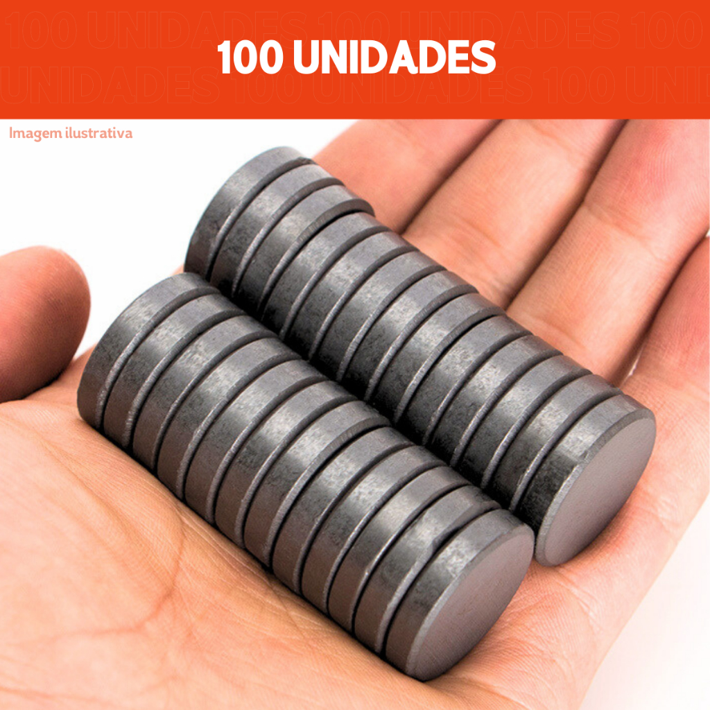 Imã Redondo Preto 8 / 10 / 12 / 14 / 16 / 18 / 20 mm - Com 100 unds - MGX
