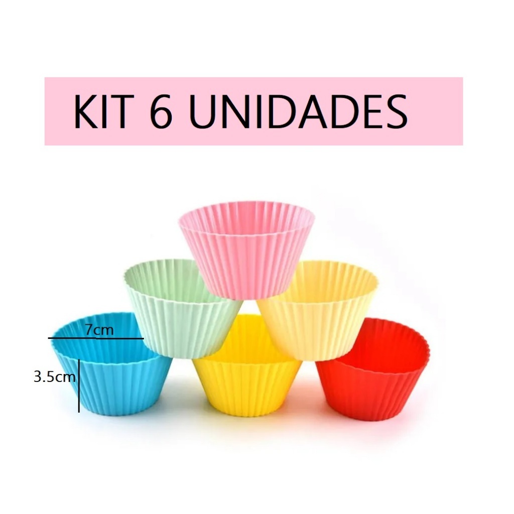 Forminhas Multicolorida 6  Unidades Forma Redonda 7x3.5x4.5cm Silicone Brigadeiro Tortinha Bolinhos Multicolorido
