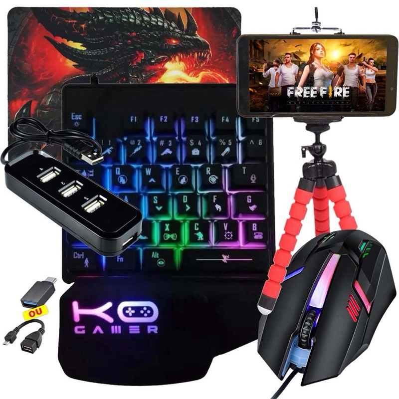 Kit Teclado Gamer para Celular - Compatível com Vários Modelos, Completo (Com Todos Acessórios) e com Entrega Rápida