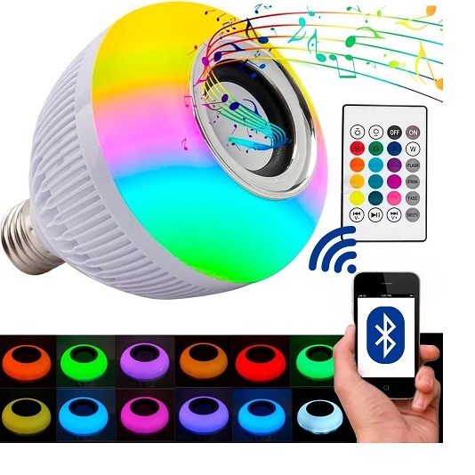 Lâmpada Bluetooth Led Caixa De Som com controle 12W Muda Cor controle ML-06 Controle Remoto Music